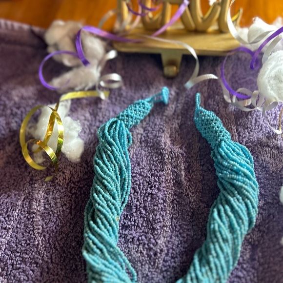 Faux Turquoise Necklace  and beaded cuff bracelet - Picture 2 of 4